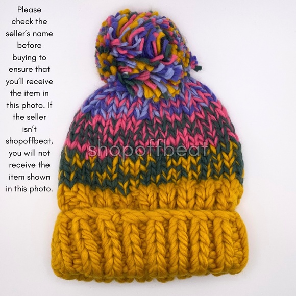 NEW Free People Tide Stripe Knit Pom Beanie Sunshine - Picture 10 of 14